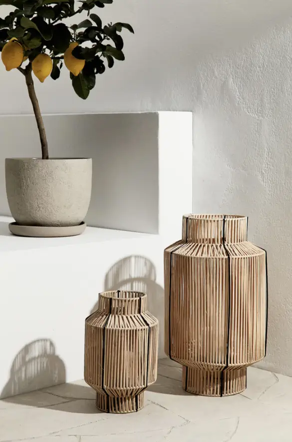 Large rattan candle lantern